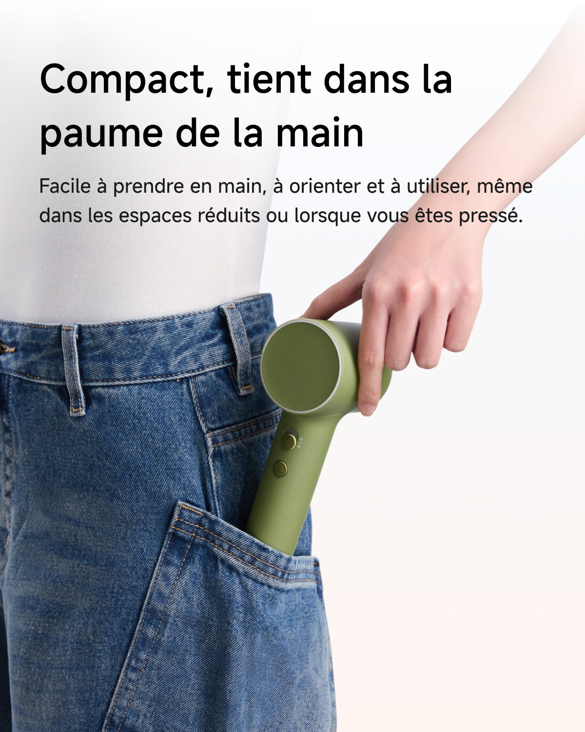 Sèche-cheveux compact Laifen Air Pro green tenant facilement dans la paume de la main