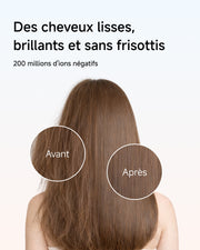 Comparaison de cheveux avant et après séchage avec le sèche-cheveux ionique Laifen Air Pro green